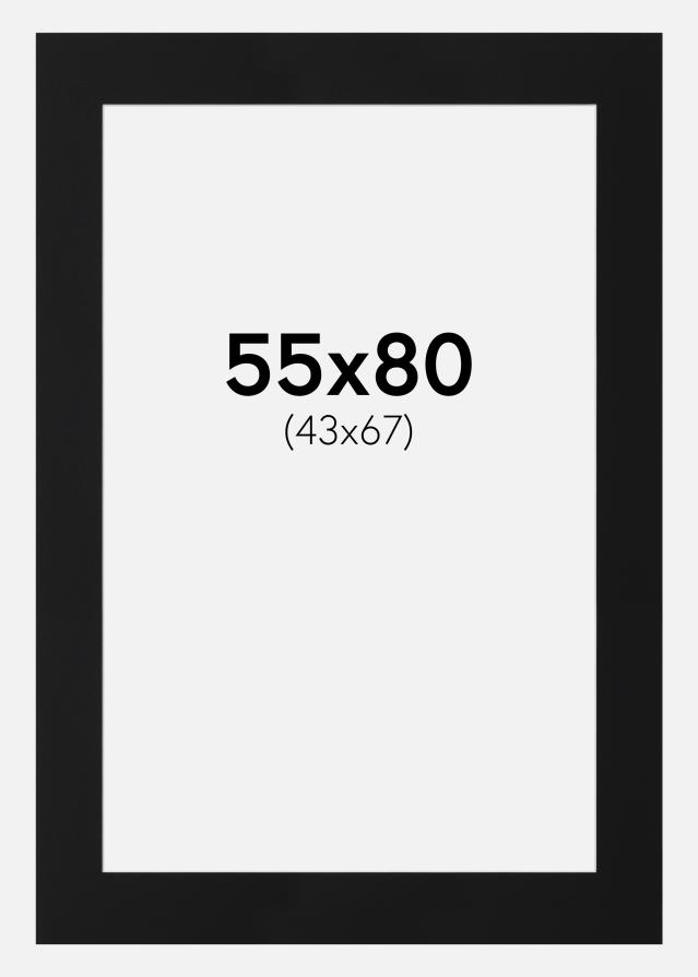 Passepartout Svart Standard (Vit Kärna) 55x80 cm (43x67)