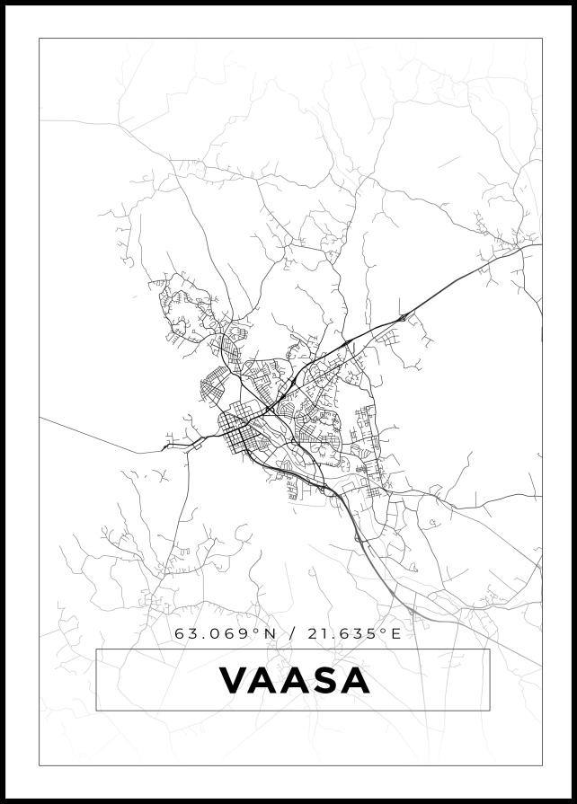 Karta - Vaasa - Vit Poster