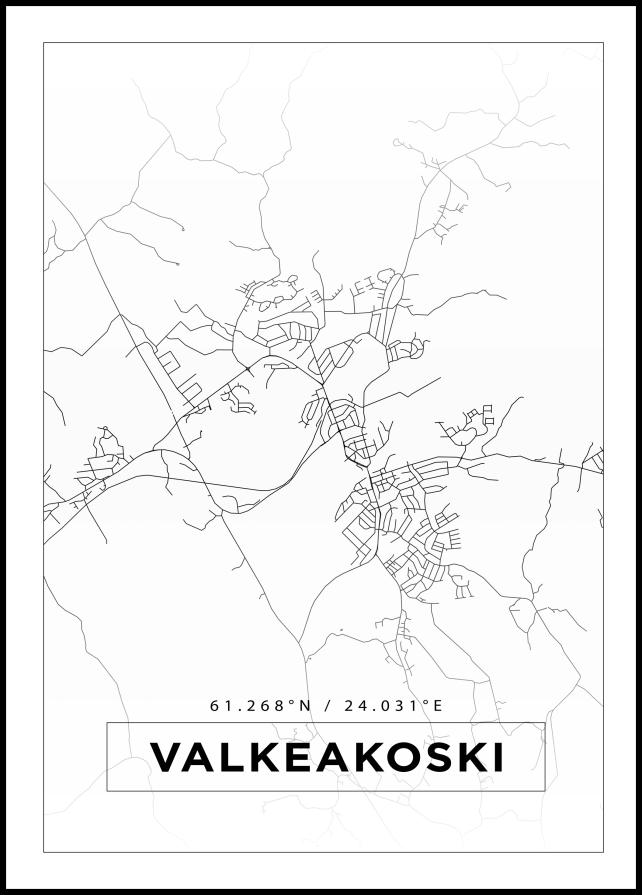Karta - Valkeakoski - Vit Poster