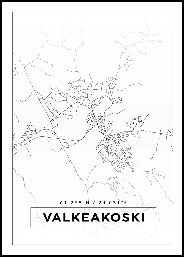 Karta - Valkeakoski - Vit Poster
