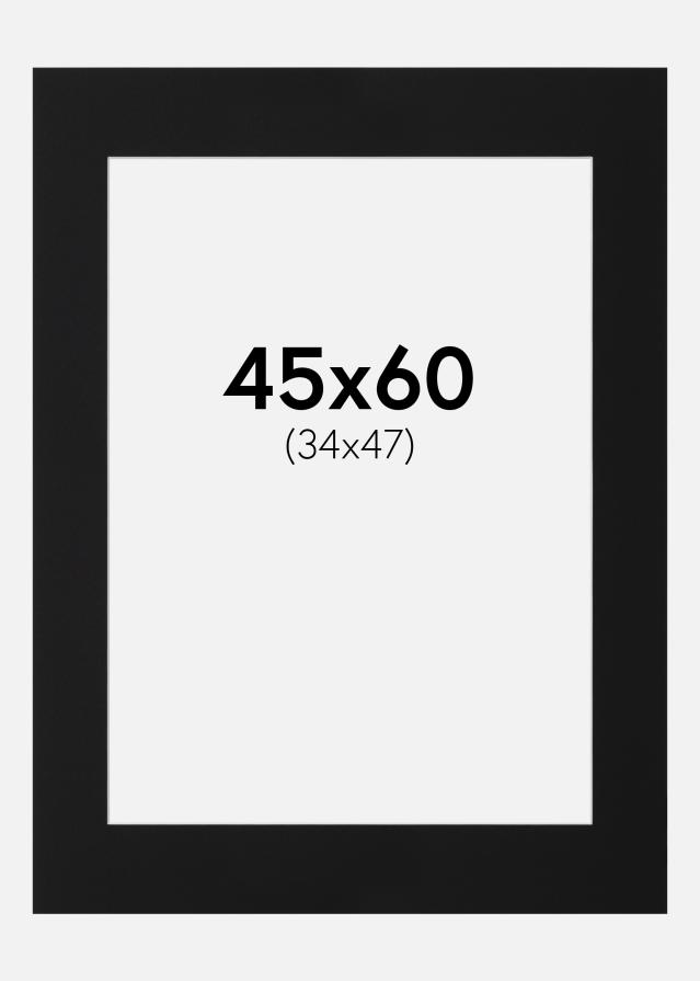 Passepartout Svart Standard (Vit Kärna) 45x60 cm (34x47)