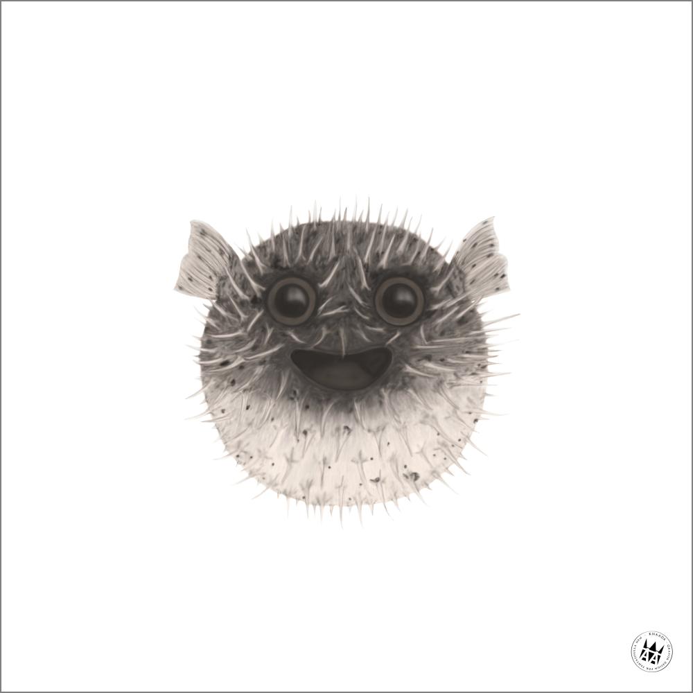 Knaada - Blåsfisk - 50x50 cm Poster