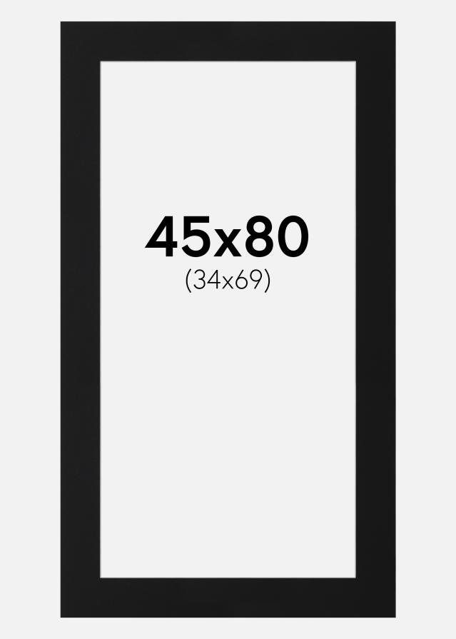 Passepartout Svart Standard (Vit Kärna) 45x80 cm (34x69)