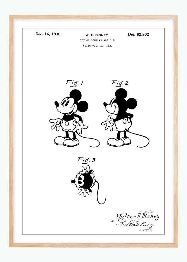 Patentritning - Disney - Musse Pigg Poster