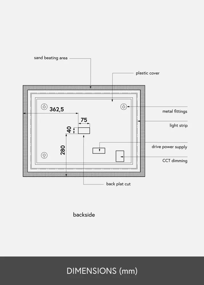 KAILA Spegel Rectangle II LED 60x80 cm