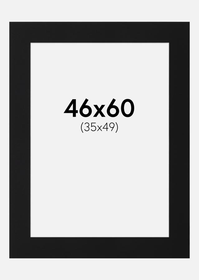 Passepartout Svart Standard (Vit Kärna) 46x60 cm (35x49)