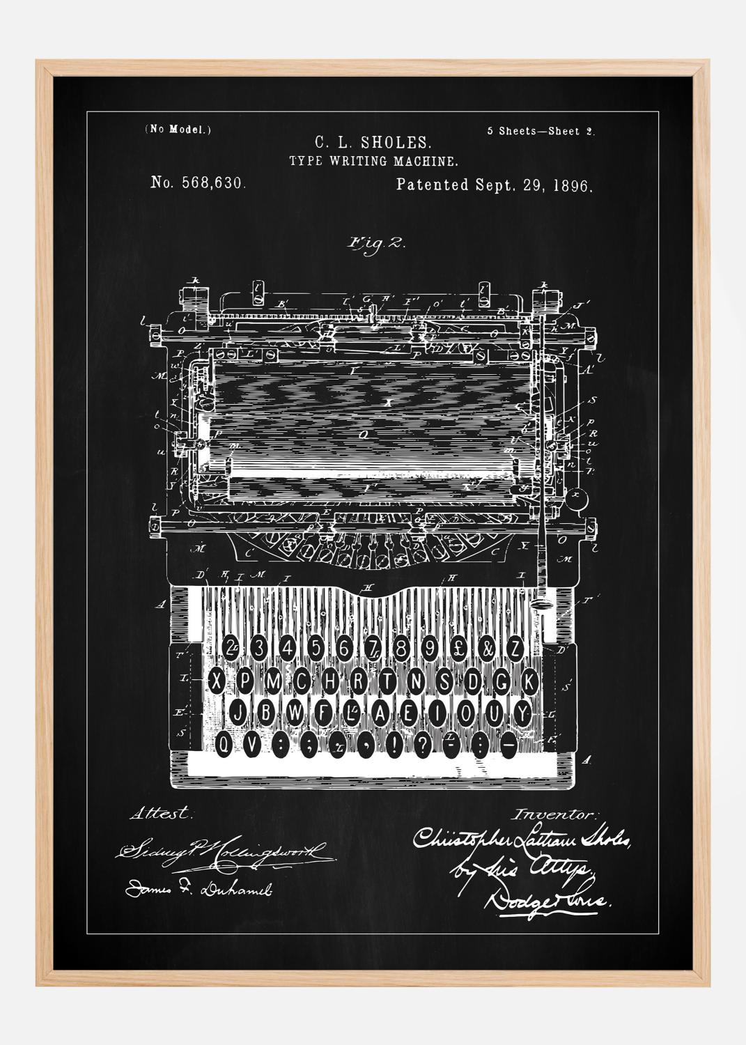 Patentritning - Skrivmaskin - Svart Poster (21x29.7 cm (A4))