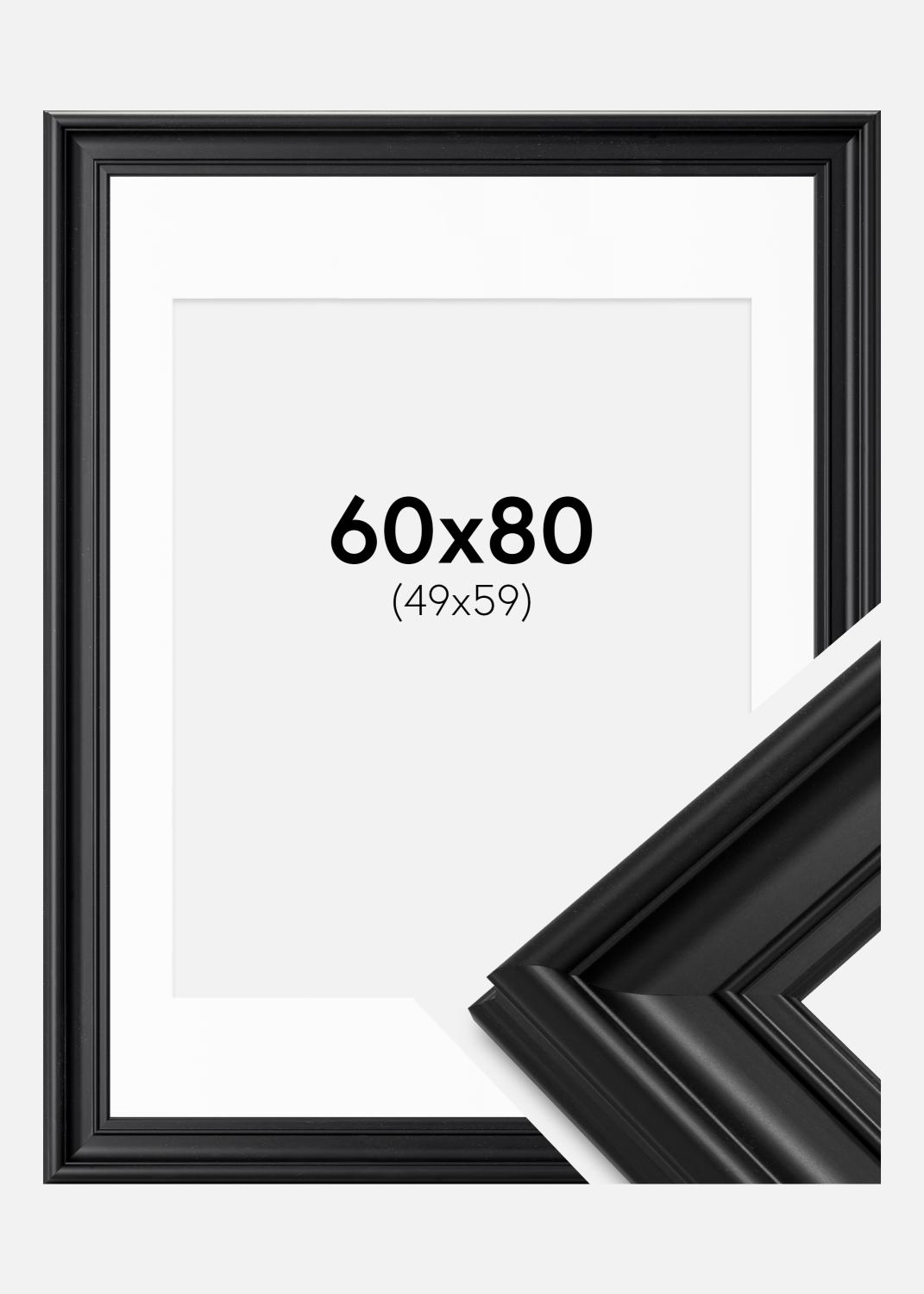 Ram Mora Premium Svart 60x80 cm - Passepartout Vit 50x60 cm