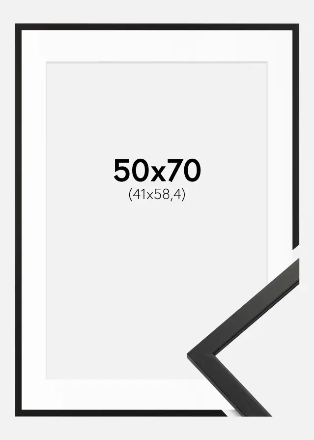 Ram Edsbyn Svart 50x70 cm - Passepartout Vit 42x59,4 cm (A2)