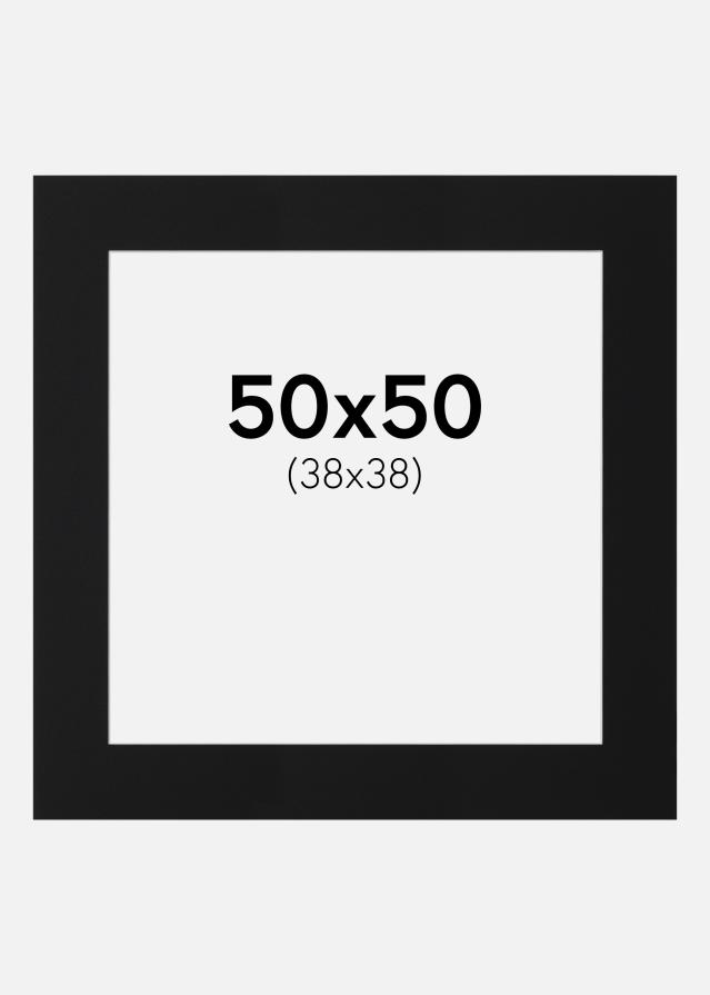 Passepartout Svart Standard (Vit Kärna) 50x50 cm (38x38)