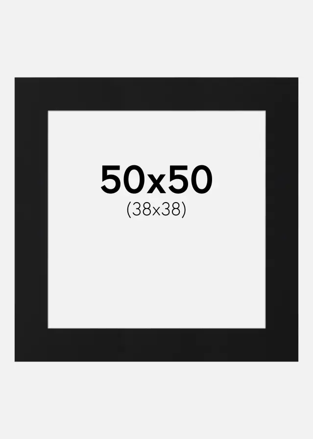Passepartout Svart Standard (Vit Kärna) 50x50 cm (38x38)