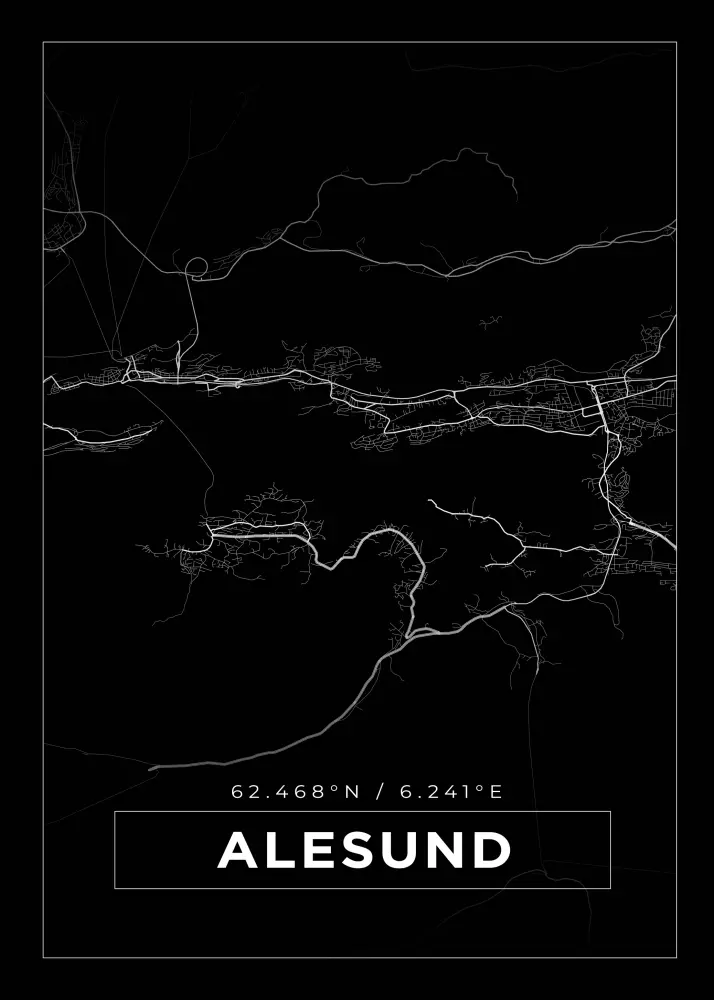 Karta - Alesund - Svart Poster