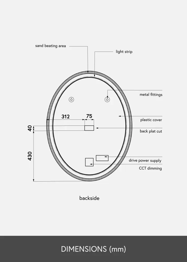 KAILA Spegel Oval LED 70x90 cm