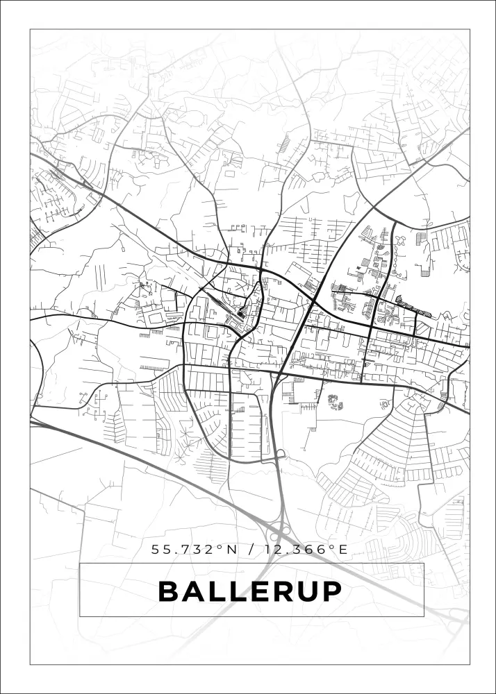 Karta - Ballerup - Vit Poster