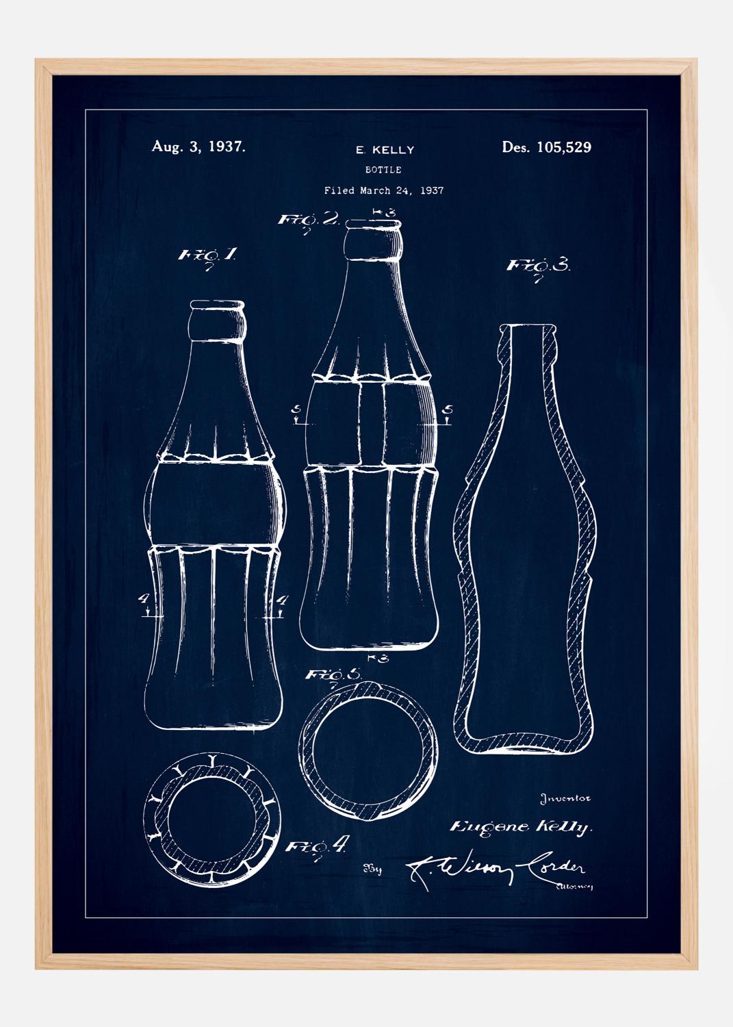 Product Image for Patentritning - Coca Cola-flaska - Blå Poster (30x40 cm)