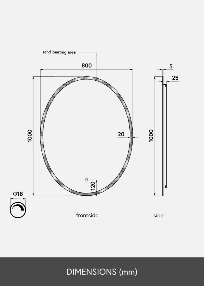 KAILA Spegel Oval LED 80x100 cm