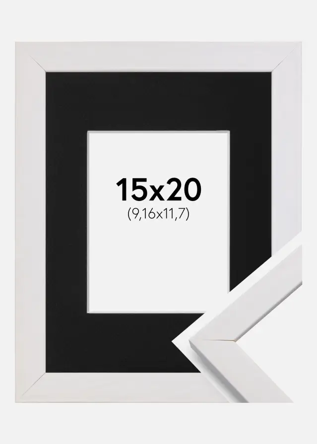 Ram Stilren Vit 15x20 cm - Passepartout Svart 4x5 inches