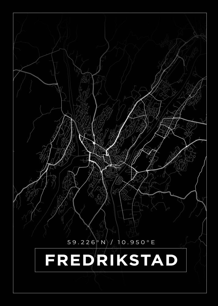 Karta - Fredrikstad - Svart Poster