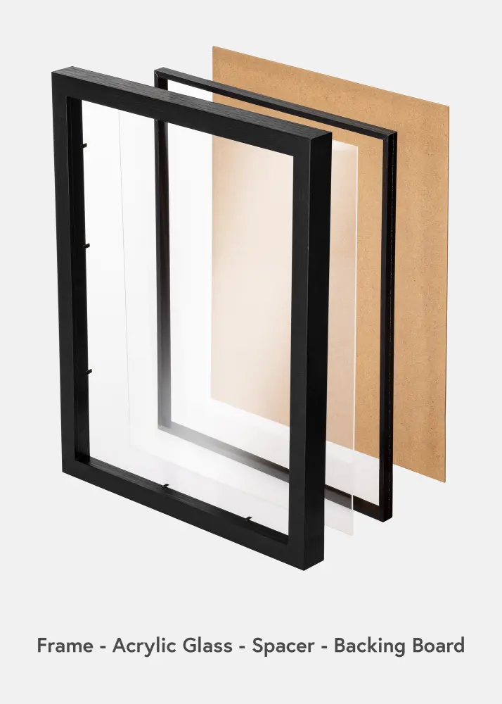 BGA Boxram Akrylglas Svart 50x100 cm