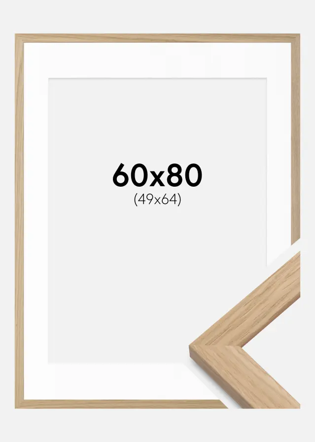 Ram Oak Wood 60x80 cm - Passepartout Vit 50x65 cm