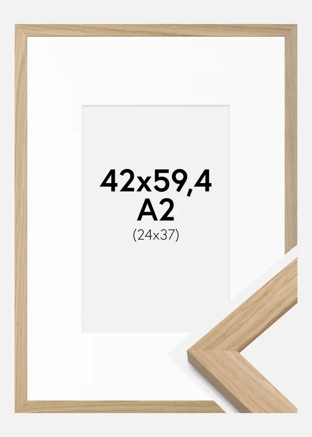 Ram Oak Wood 42x59,4 cm (A2) - Passepartout Vit 25x38 cm
