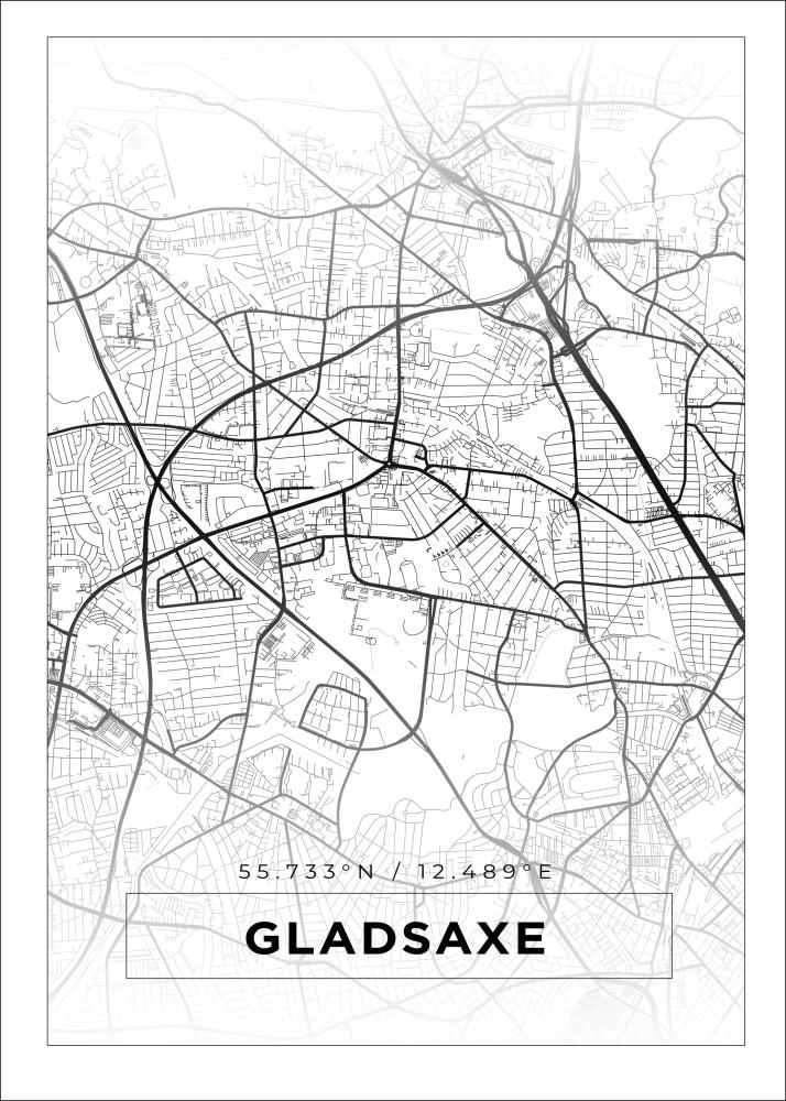 Karta - Gladsaxe - Vit Poster