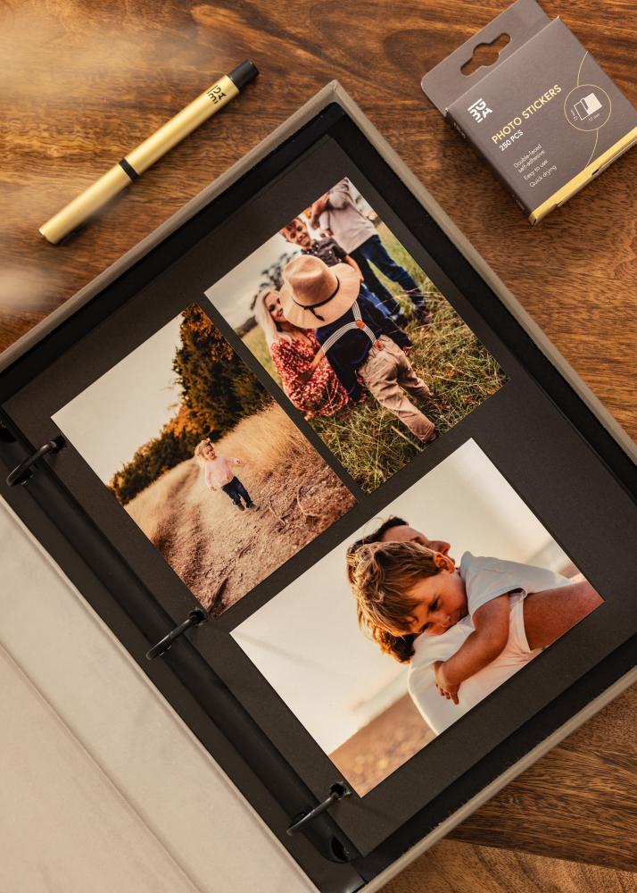 KAILA MOMENTS Grey - Coffee Table Photo Album (60 Svarta Sidor / 30 Blad)