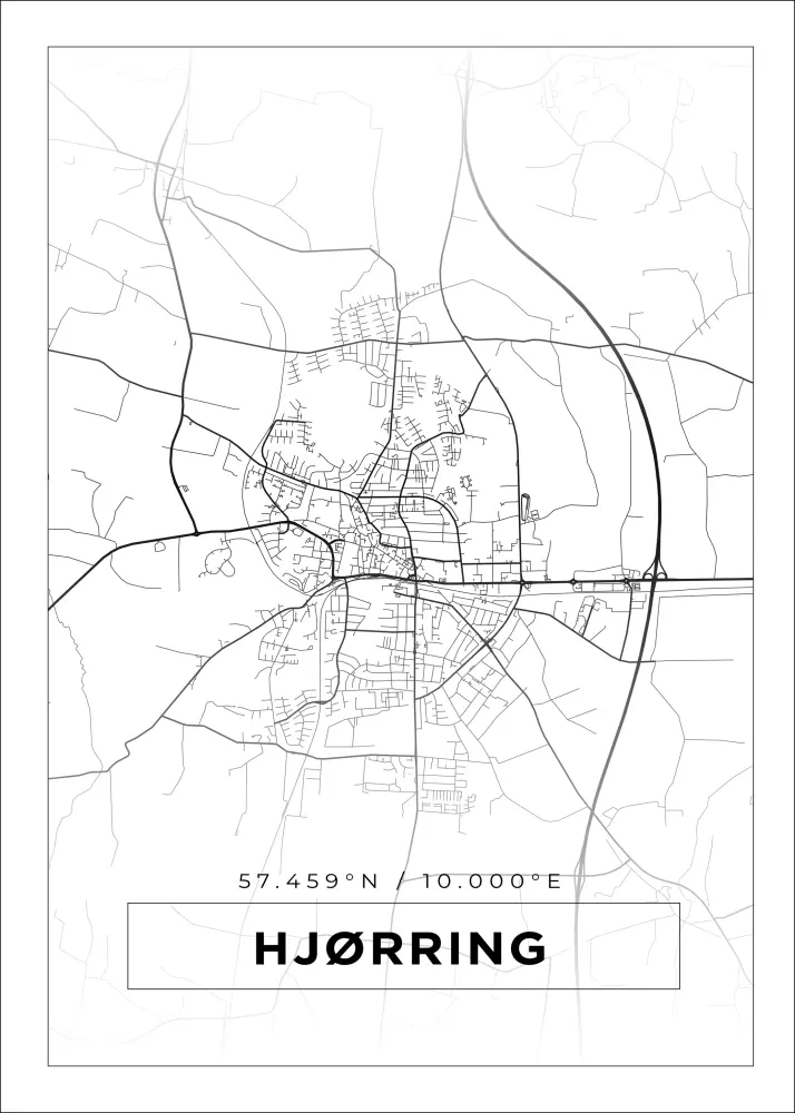 Karta - Hjørring - Vit Poster