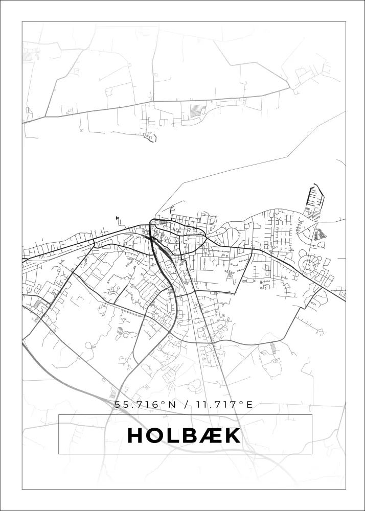 Karta - Holbæk - Vit Poster