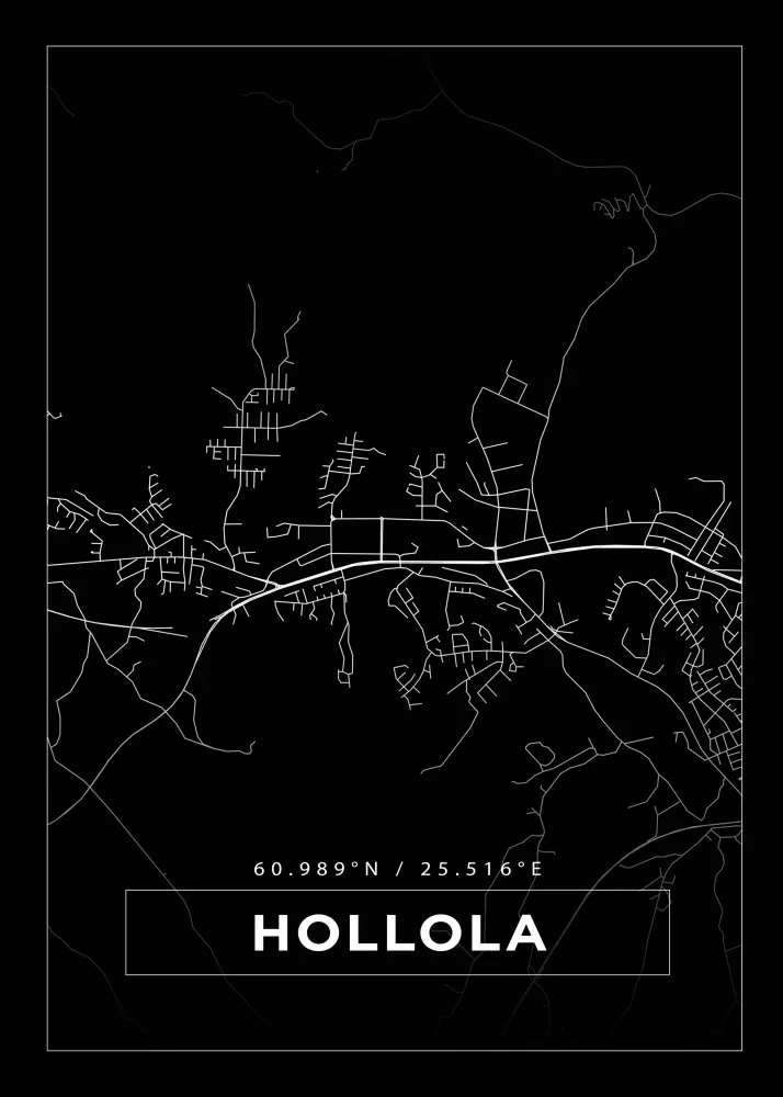 Karta - Hollola - Svart Poster
