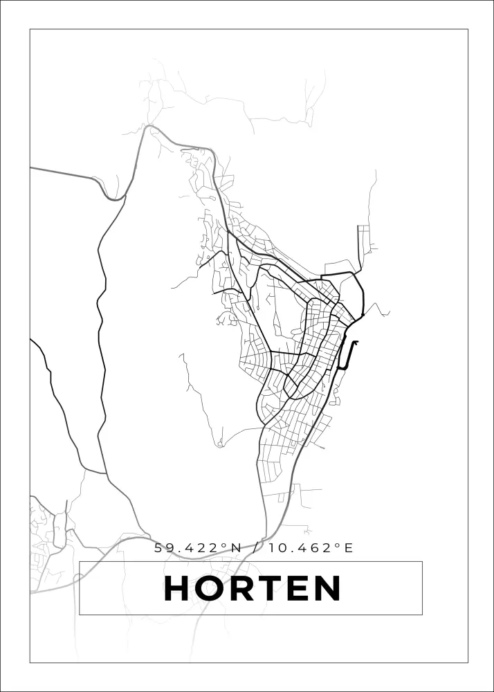 Karta - Horten - Vit Poster