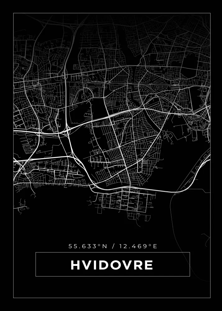 Karta - Hvidovre - Svart Poster