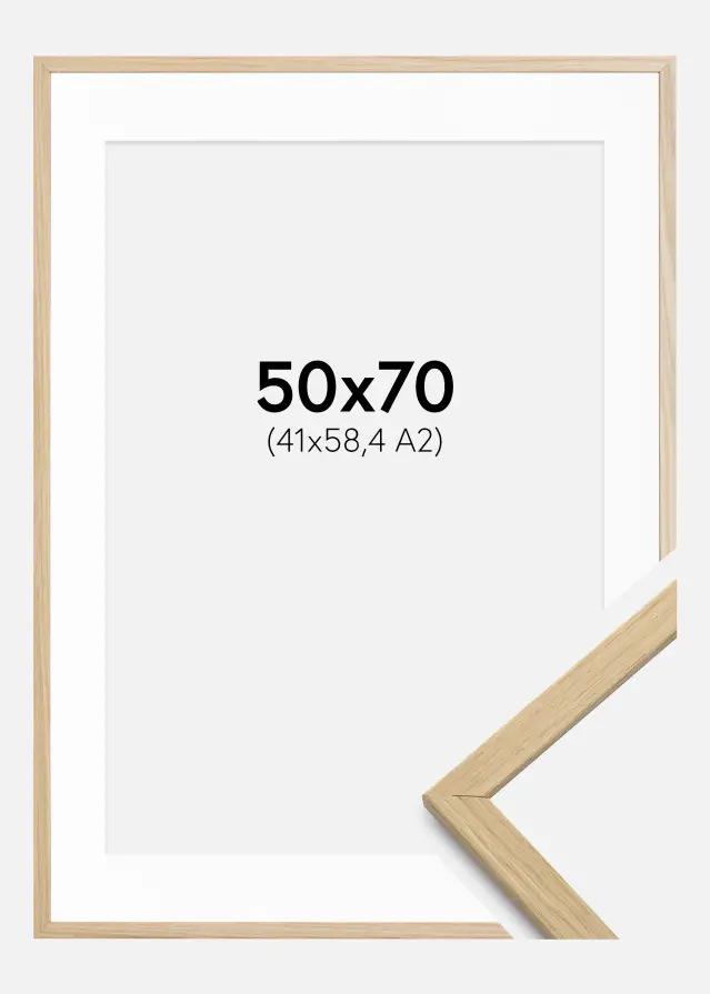 Ram Edsbyn Ek 50x70 cm - Passepartout Vit 42x59,4 cm (A2)