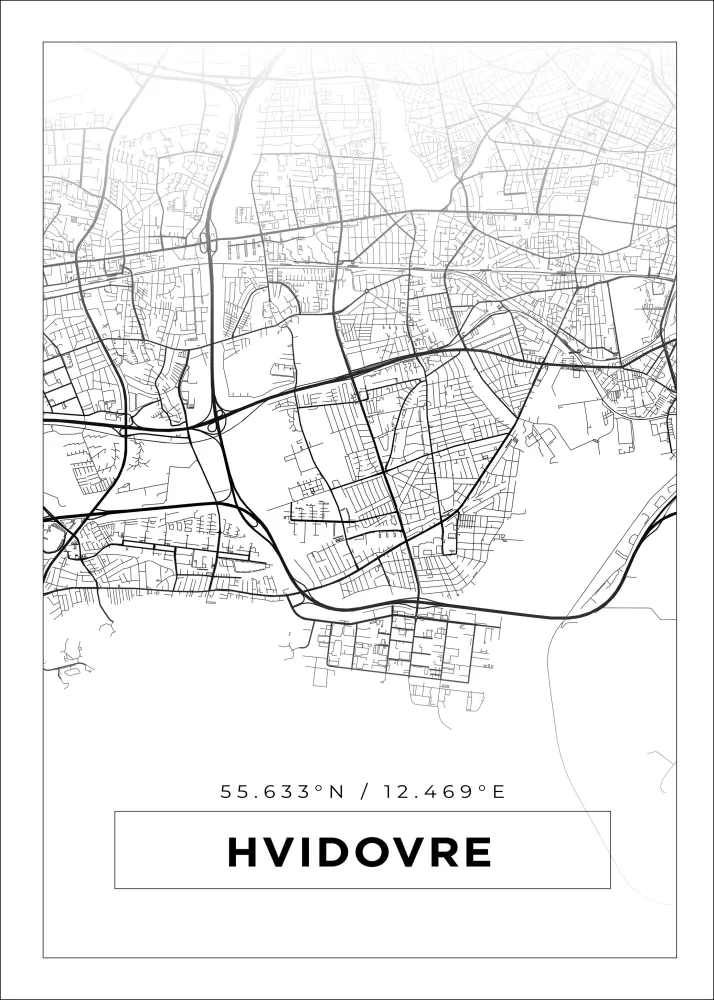 Karta - Hvidovre - Vit Poster