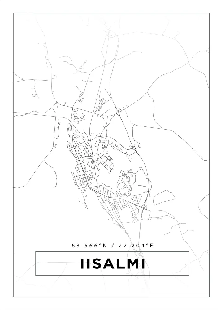 Karta - Iisalmi - Vit Poster