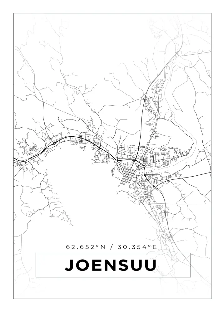 Karta - Joensuu - Vit Poster