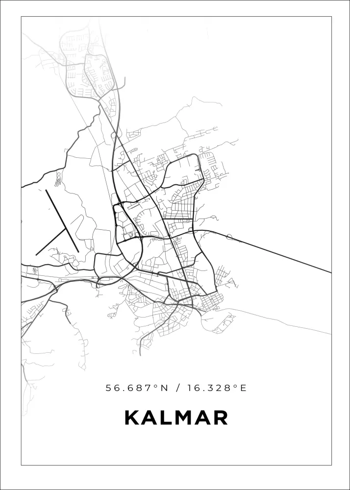 Karta - Kalmar - Vit Poster
