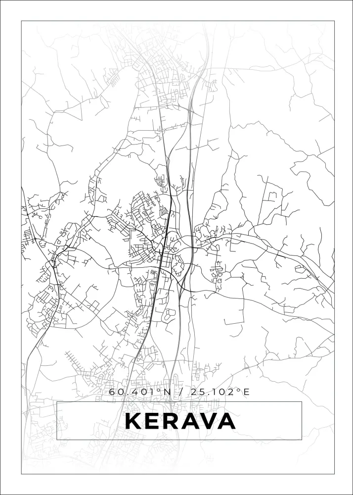 Karta - Kerava - Vit Poster