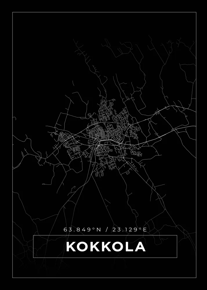 Karta - Kokkola - Svart Poster
