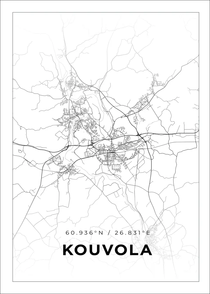 Karta - Kouvola - Vit Poster