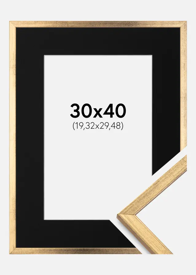 Ram Galant Guld 30x40 cm - Passepartout Svart 8x12 inches