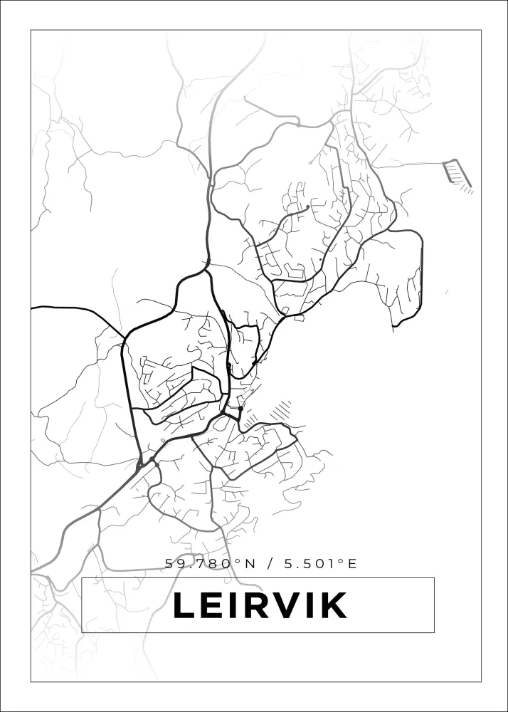 Karta - Leirvik - Vit Poster