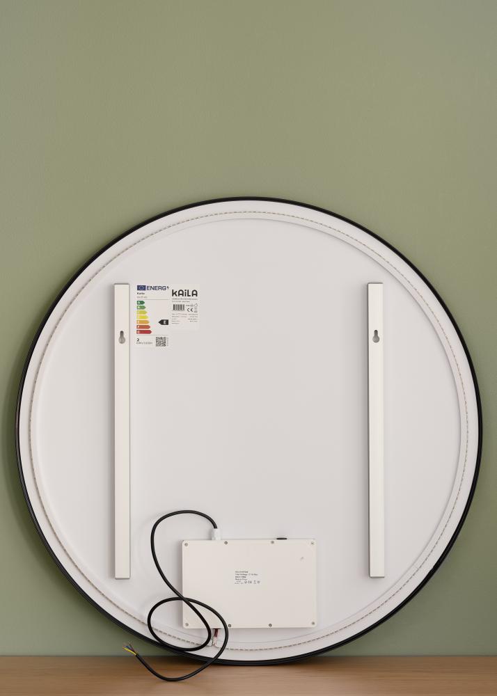 KAILA Spegel Circle LED Svart 80 cm Ø