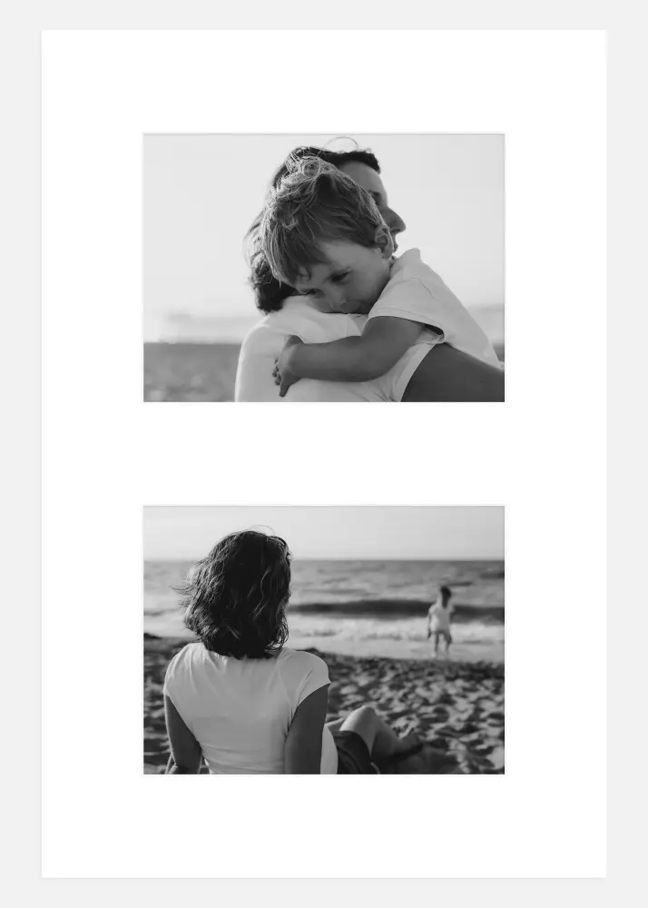 Passepartout Vit 61x91,5 cm - Collage 2 Bilder (29x39 cm)