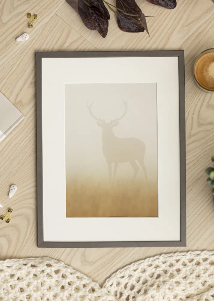 Ram Edsbyn Grafit 30x40 cm - Passepartout Vit 21x29,7 cm (A4)
