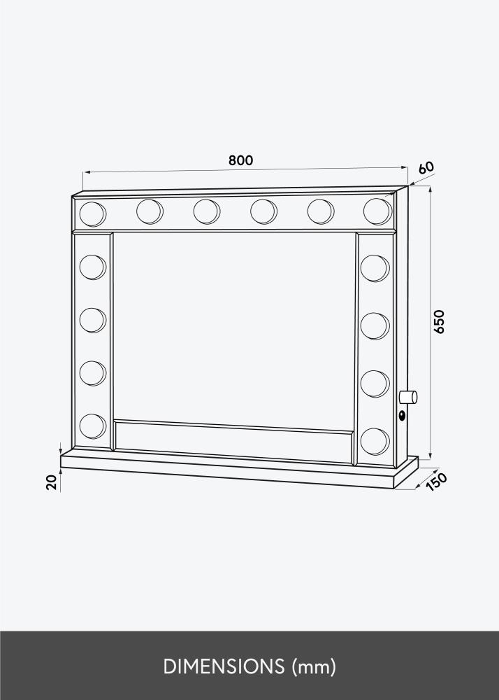 KAILA Sminkspegel Hollywood 14 E27 Silver 80x65 cm