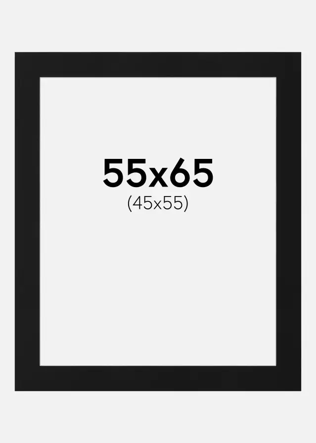 Passepartout Svart Standard (Vit Kärna) 55x65 cm (45x55)