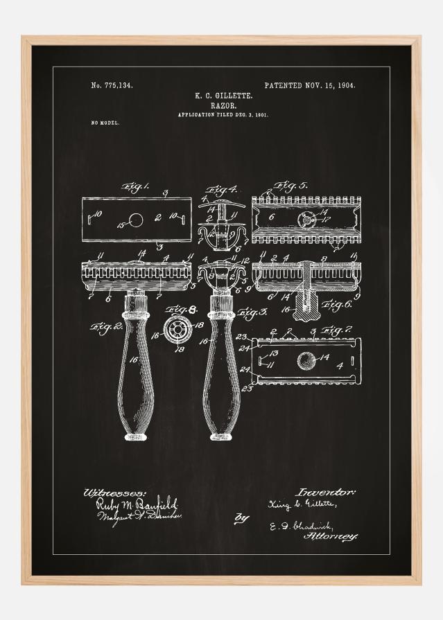 Patentritning - Rakhyvel - Svart Poster