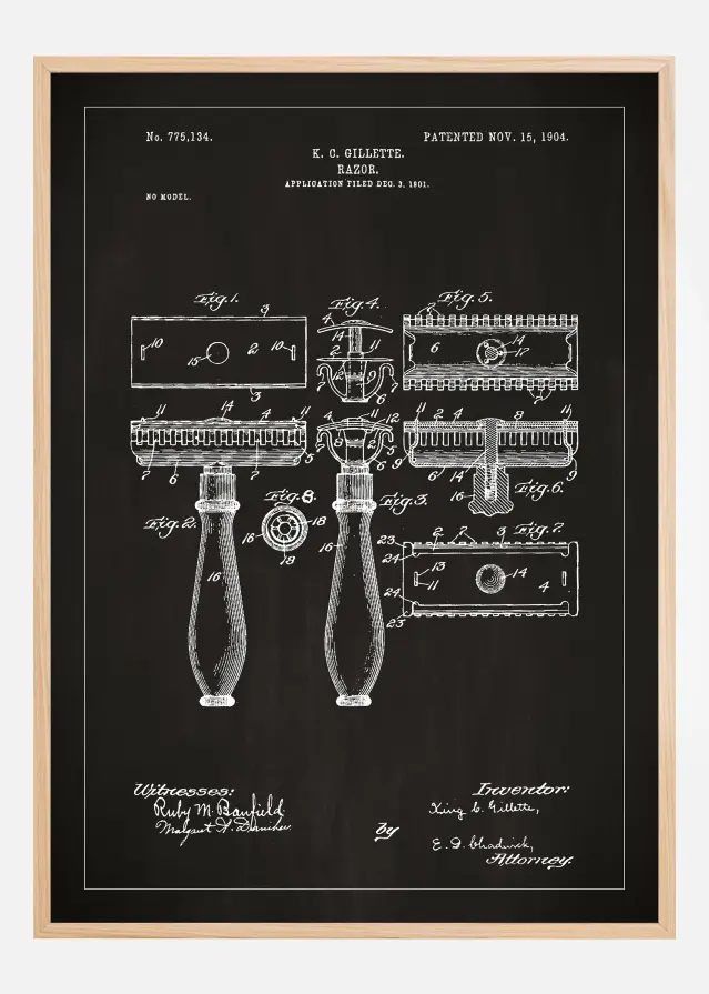 Patentritning - Rakhyvel - Svart Poster