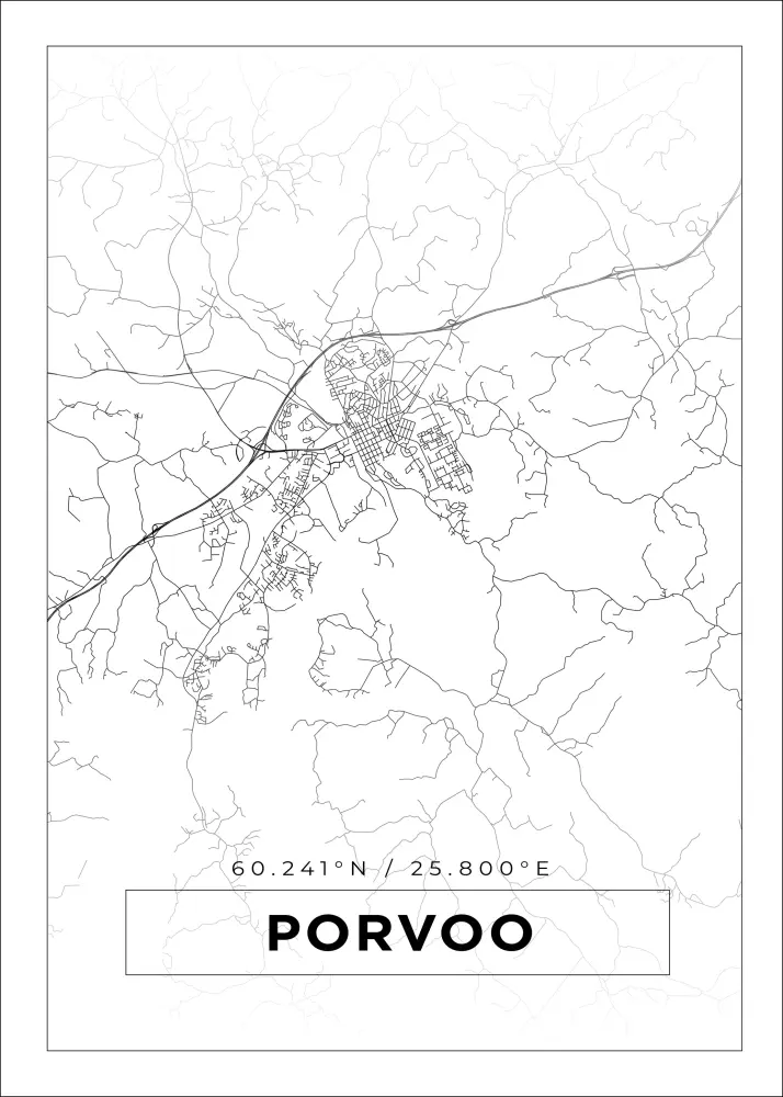 Karta - Porvoo - Vit Poster